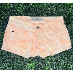 Hollister Orange Tie Dye Low Rise Denim Shorts Raw Hem W23 Size 00